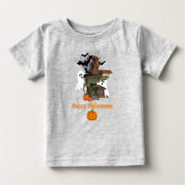 ハロウィン スプーキー ハウス ゴーストとパンプキン ベビー ベビーTシャツ