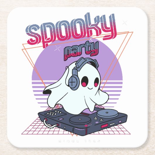 ハロウィン スプーキー パーティ スクエアペーパーコースター (正面)