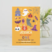 ハロウィン スプーキー ワン ファースト バースデー パーティー 招待状 (スタンド正面)