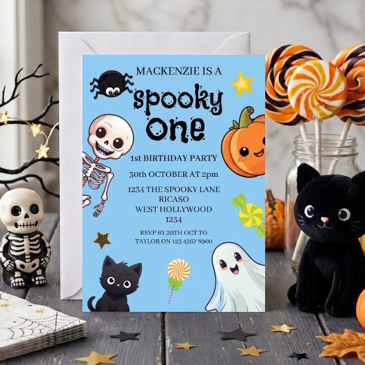 ハロウィン スプーキー ワン 1歳の誕生日パーティー 招待状