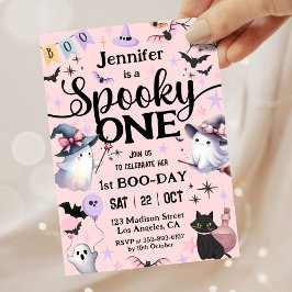 ハロウィン スプーキー ワン 1歳の誕生日パーティ かわいいお化け 招待状