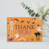 ハロウィン スプーキー ワン 1歳の誕生日 オレンジ サンキューカード (スタンド正面)