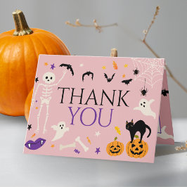 ハロウィン スプーキー ワン 1歳の誕生日 ピンク 折りたたみ サンキューカード