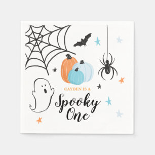 ハロウィン スプーキー ワン 1歳の誕生日 青いカボチャ スタンダードカクテルナプキン