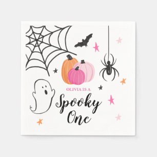 ハロウィン スプーキー 1歳 誕生日 ピンクのパンプキン スタンダードカクテルナプキン