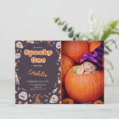ハロウィン スプーキー 1歳 誕生日 写真 招待状 (スタンド正面)