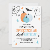 ハロウィン スプークタキュラー ターコイズ オレンジ 誕生日 I 招待状 (正面)