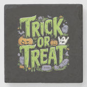 ハロウィン スライム おばけ Trick or Treat ストーンコースター (正面)