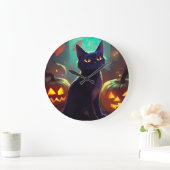 ハロウィン スーツ猫 かぼちゃ スケアリー ラージ壁時計 (ホーム)