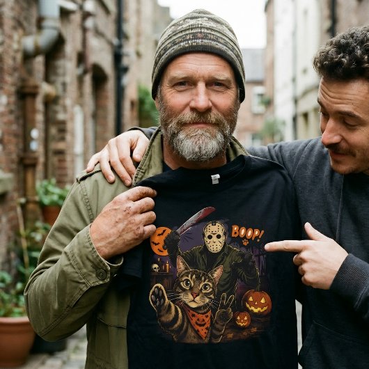 ハロウィン セルフィー 猫 & ジェイソン・ヴォーヒース Tシャツ