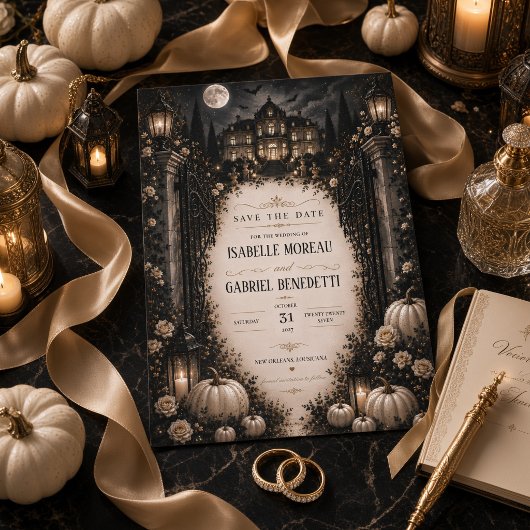 ハロウィン セレストियल ムーン マンション Save The Date 招待状