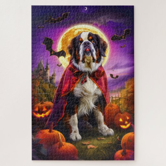 ハロウィン セントバーナード 吸血鬼 パンプキン おばけ ジグソーパズル (縦)