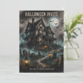 ハロウィン・ソーシャル ヴィクトリア様式の屋敷 招待状 (スタンド正面)