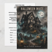 ハロウィン・ソーシャル ヴィクトリア様式の屋敷 招待状 (正面/裏面)