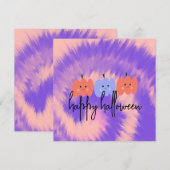 ハロウィン タイ・ダイ かぼちゃ 手描き グリーティングカード (正面/裏面)