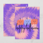 ハロウィン タイ・ダイ・パンプキン 手描き  ポストカード (正面/裏面)