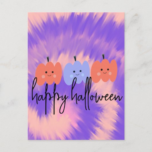 ハロウィン タイ・ダイ・パンプキン 手描き  ポストカード (正面)