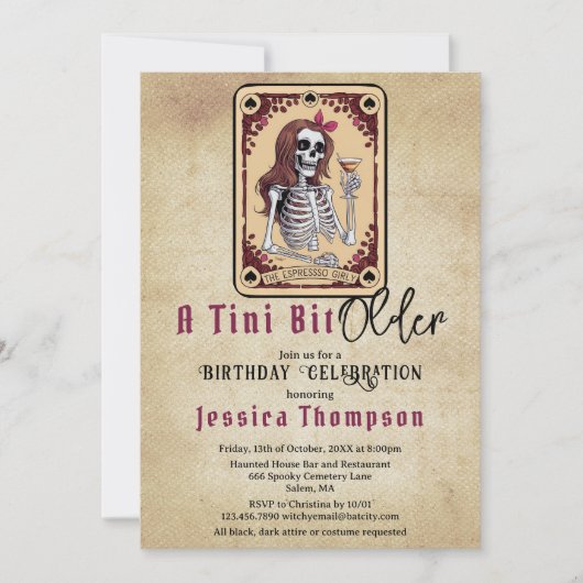 ハロウィン タロットカード 誕生日おめでとう A Tini Bit Older 招待状 (正面)