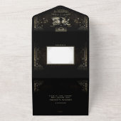 ハロウィン タロット ブラック＆ゴールド ウェディング メニュー オールインワン招待状 (外側)