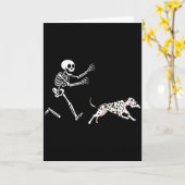 ハロウィン ダルメシアン ランニング スケルトン おもしろ  カード (黄色い花)