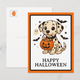 ハロウィン ダルメシアン 犬 トリック オア トリート パーティー シーズンポストカード