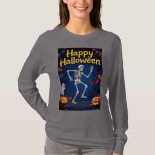 ハロウィン ダンシングスケルトン "Happy Halloween" Tシャツ