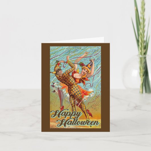 ハロウィン ダンシング ジェスター マスカレード ビンテージ カード (正面)