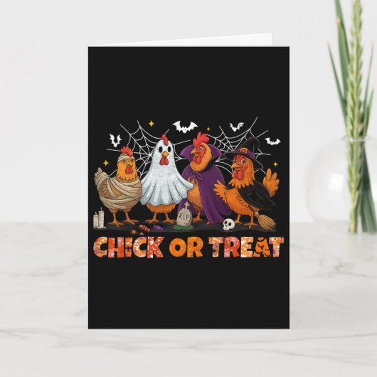 ハロウィン チキン かぼちゃ 魔法使い おばけ ニワトリ カード (正面)
