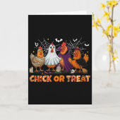 ハロウィン チキン かぼちゃ 魔法使い おばけ ニワトリ カード (黄色い花)
