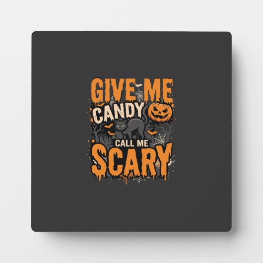 ハロウィン　チョコをちょうだい　怖いネコ フォトプラーク (正面)