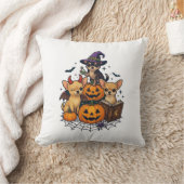 ハロウィン チワワ 犬 かぼちゃ 魔女の帽子 呪文 クッション (ブランケット)