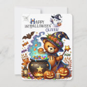 ハロウィン テディベア ウィザード ホリデー シーズンカード (正面)