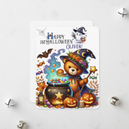 ハロウィン テディベア ウィザード ホリデー シーズンカード