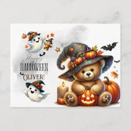 ハロウィン テディベア 魔法使い ホリデー ポストカード