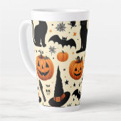 ハロウィン+テーマの黒猫とかぼちゃのデザイン カフェラテマグ (左アングル)