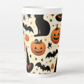 ハロウィン+テーマの黒猫とかぼちゃのデザイン カフェラテマグ (正面)