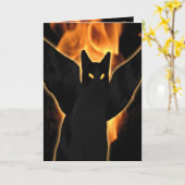 ハロウィン・デーモン・キャット・カード カード (黄色い花)