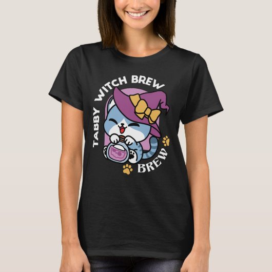 ハロウィン トラ猫 - 魔法使いの帽子とポーションアート Tシャツ (正面)