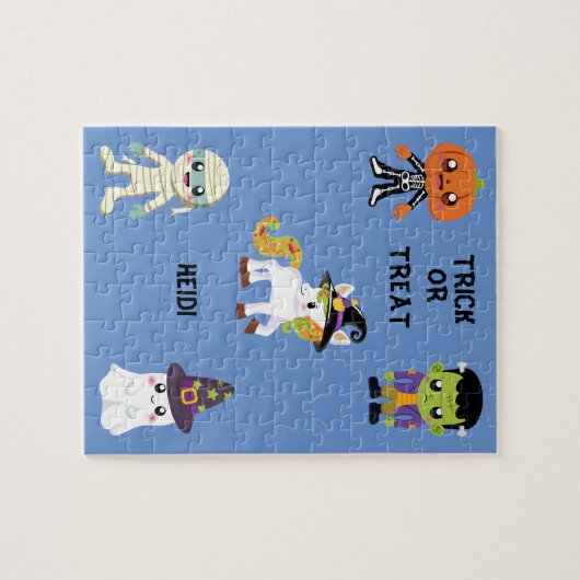 ハロウィン「トリックまたはトリートキッズパズル パーソナライズされた ジグソーパズル (横)