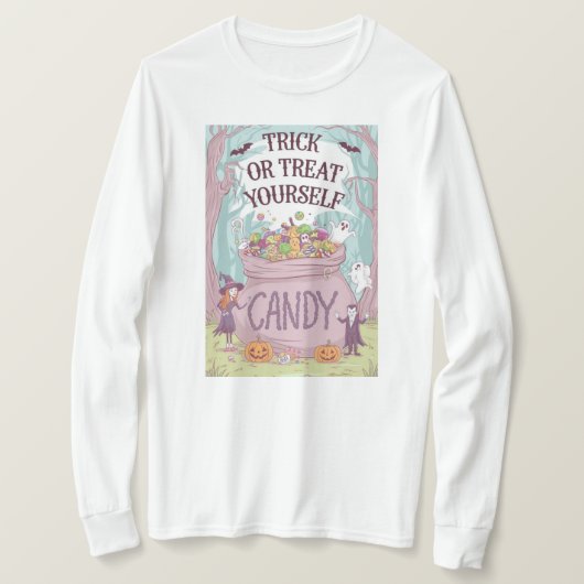 ハロウィン「トリックまたは自分自身を扱う」Tシャツデザイン Tシャツ (デザイン正面)