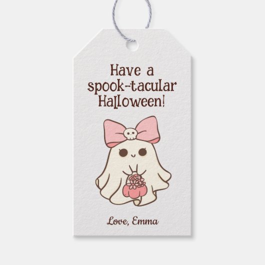 ハロウィン トリックオアトリート お菓子袋 編集可能な 好意 ギフトタグ (正面)