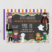 ハロウィン、トリックオアトリート、テーマバースデーパーティー 招待状 (正面/裏面)