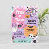 ハロウィン+トリックオースリー+グルービーな亡霊+3歳の誕生日 招待状 (スタンド正面)