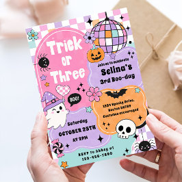 ハロウィン+トリックオースリー+グルービーな亡霊+3歳の誕生日 招待状