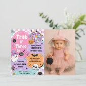 ハロウィン+トリックオースリー+グルービーな亡霊+3歳の誕生日 招待状 (スタンド正面)