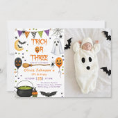 ハロウィン+トリックオースリー+グルービーな亡霊+3歳の誕生日 招待状 (正面)