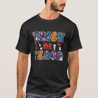 ハロウィン トリック オア ティーチ おばけ シーズン 学校 先生 Tシャツ