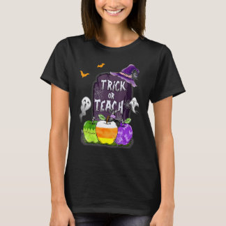 ハロウィン トリック オア ティーチ 先生 学校 Tシャツ
