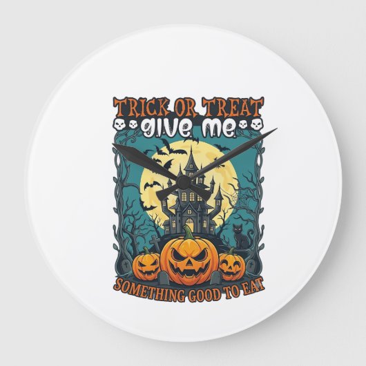 ハロウィン トリック オア トリート おばけ屋敷 かぼちゃ ラージ壁時計 (正面)