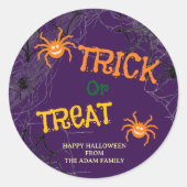 ハロウィン トリック・オア・トリート お菓子袋 ステッカー (正面)